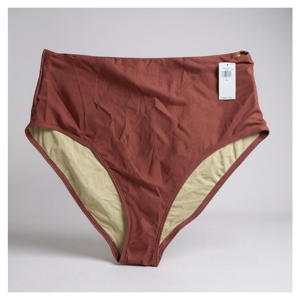 Old Navy Women's High-Waisted Bikini Bottom - Rust and Cream